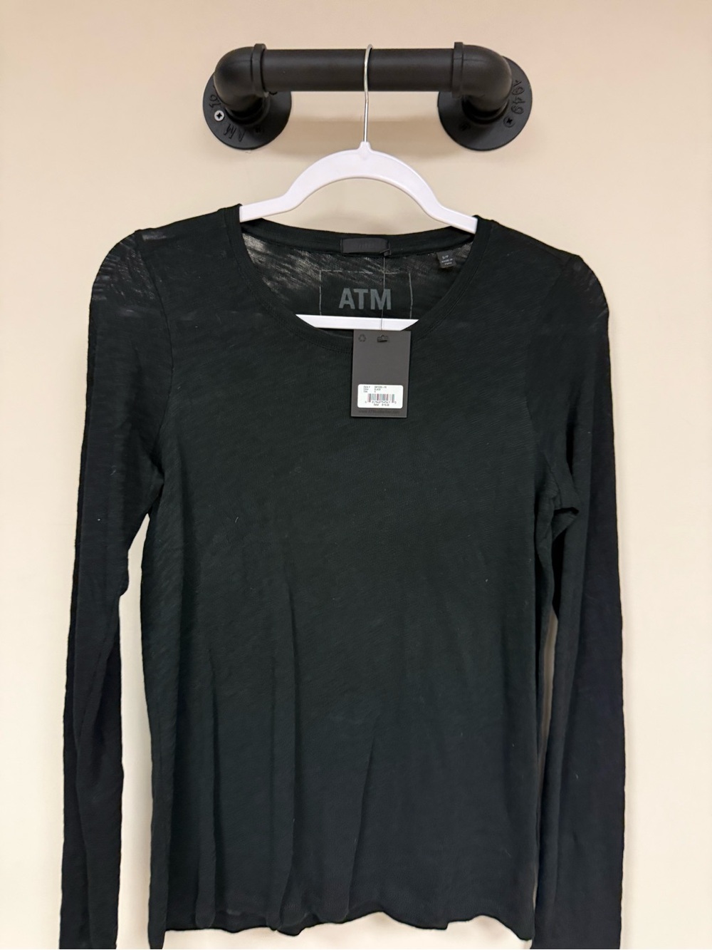 ATM Anthony Thomas Melillo Black Long-Sleeve Crewneck Tee NEW - Picture 4 of 7